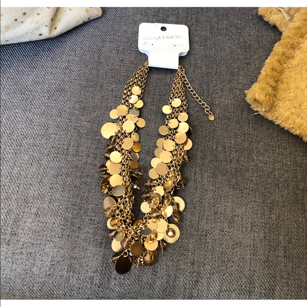 CHARMING CHARLIE GOLD LAYERED COLLAR NECKLACE